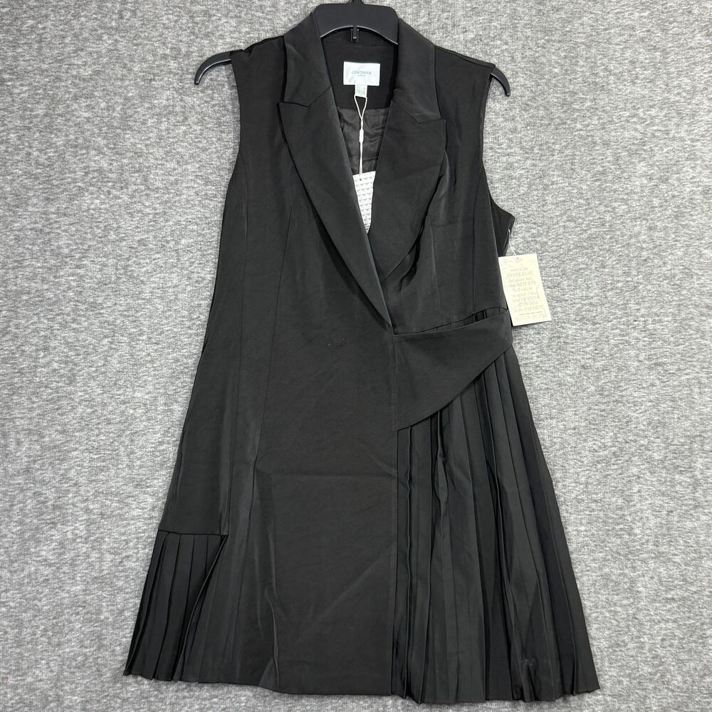 Jovonna London Roberta Black sleeveless with pleated detail dress Size US 8 NEW
